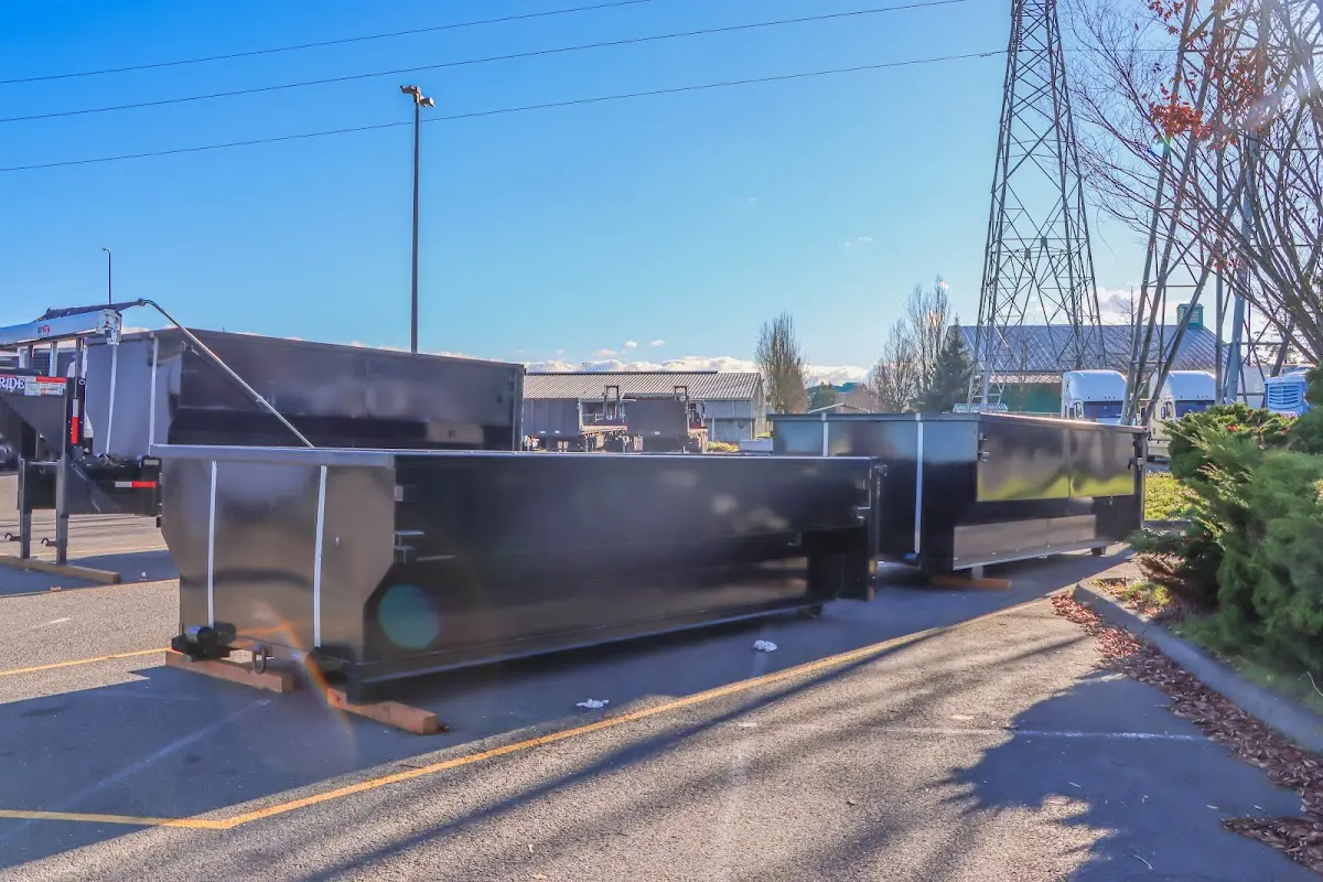 Roll-off dumpster ready for waste disposal at job site for 8 Yard Dumpster Rental in Lake Forest